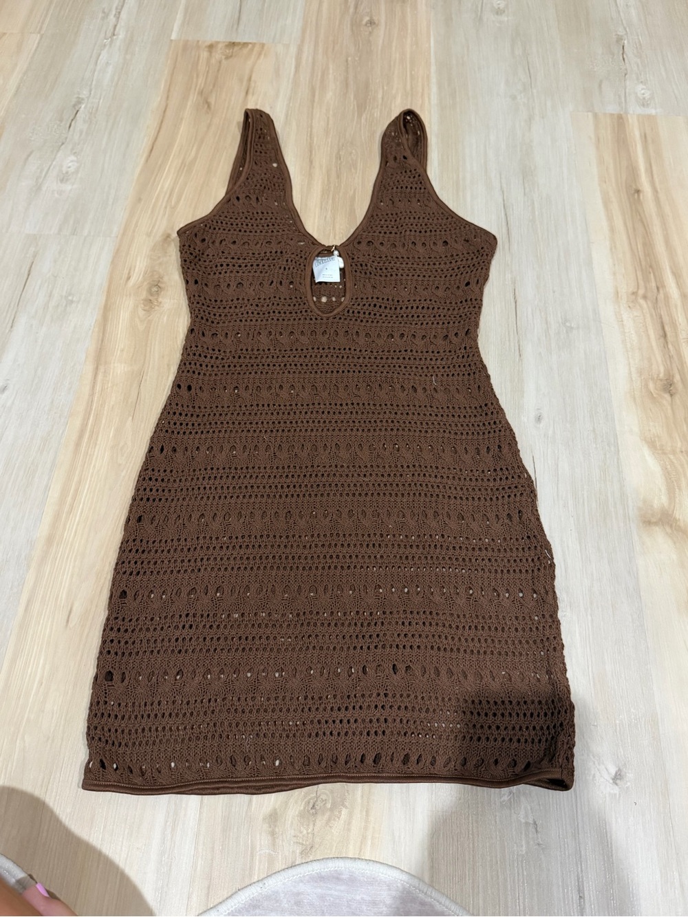 wild fable Brown Crochet Swim Coverup Dress